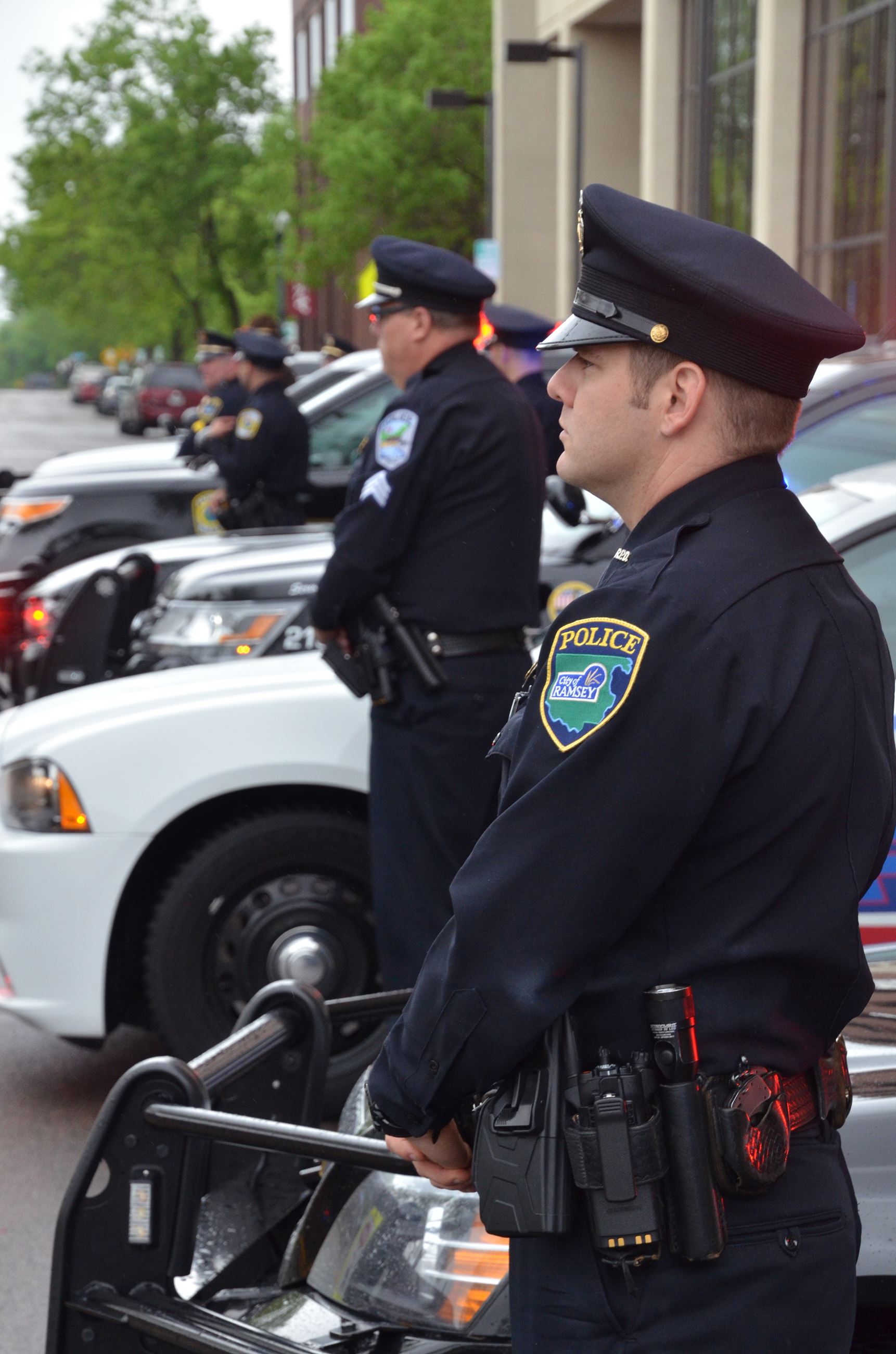 Officer stands at attention