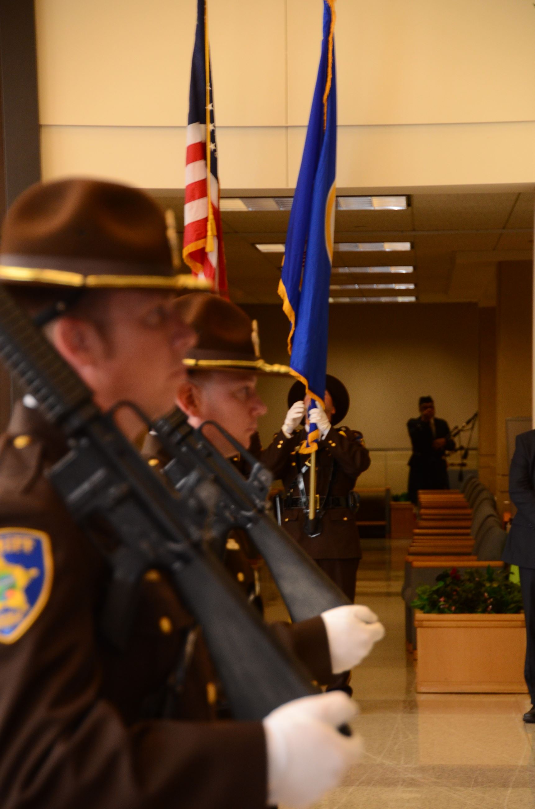 Honor guard stands at attention