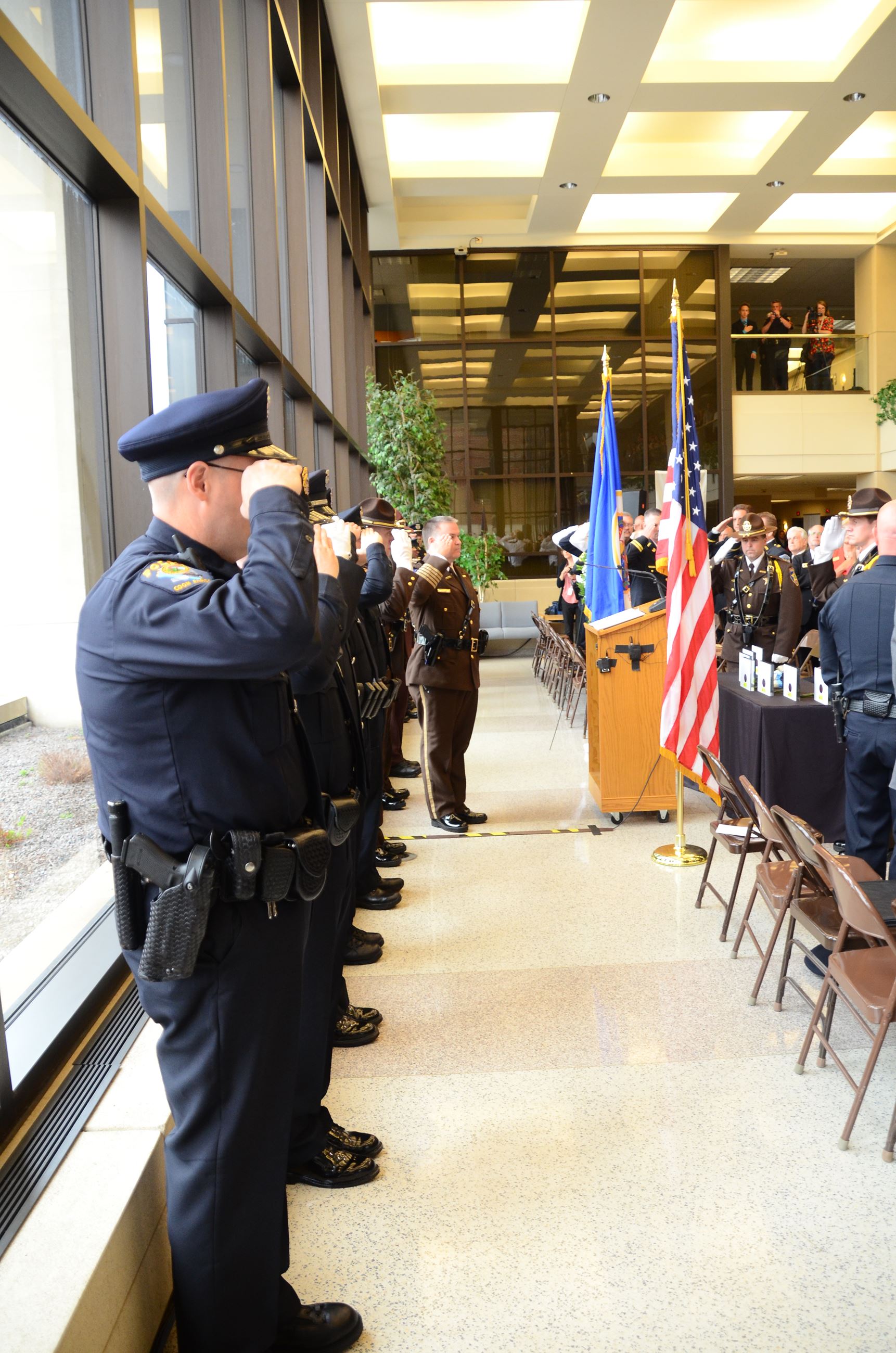 Officers stand at attention