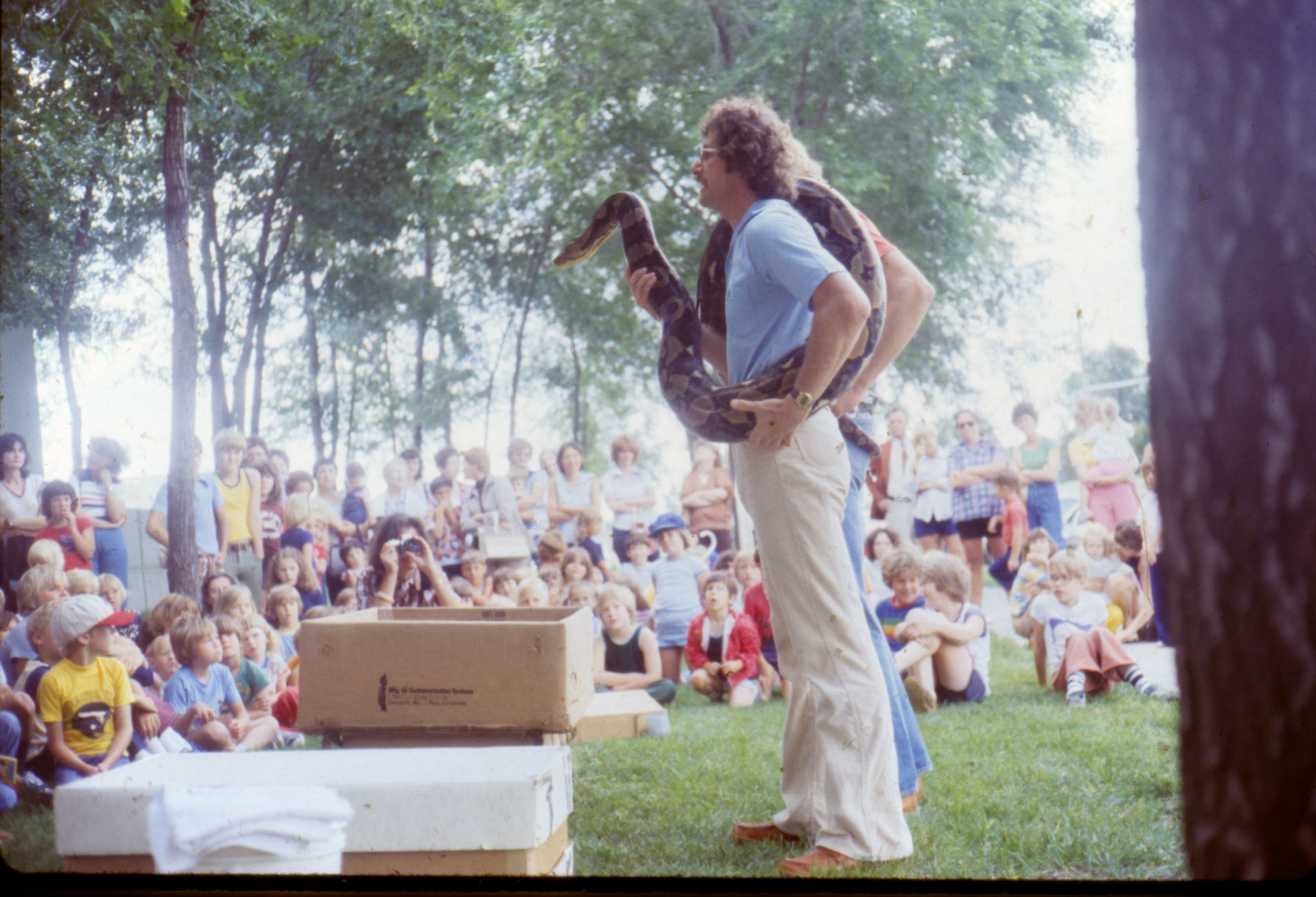 Snake Demonstration at a Children's Program at Northtown Library, 1978