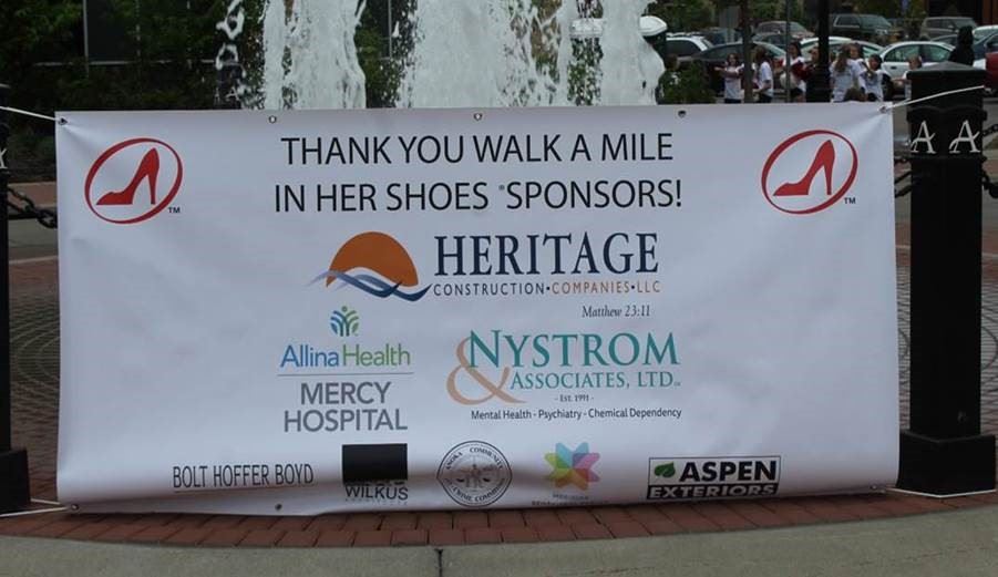 Thank You Walk A mile in her shoes sponsors! Heritage construction companies llc; Allina Health Merc