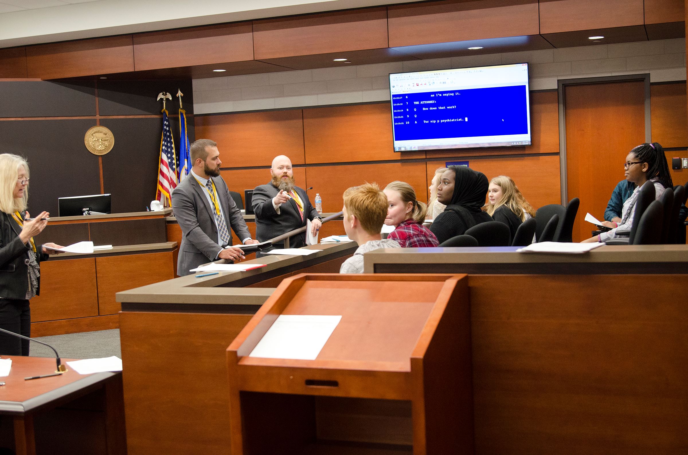 Students participate in a mock trial