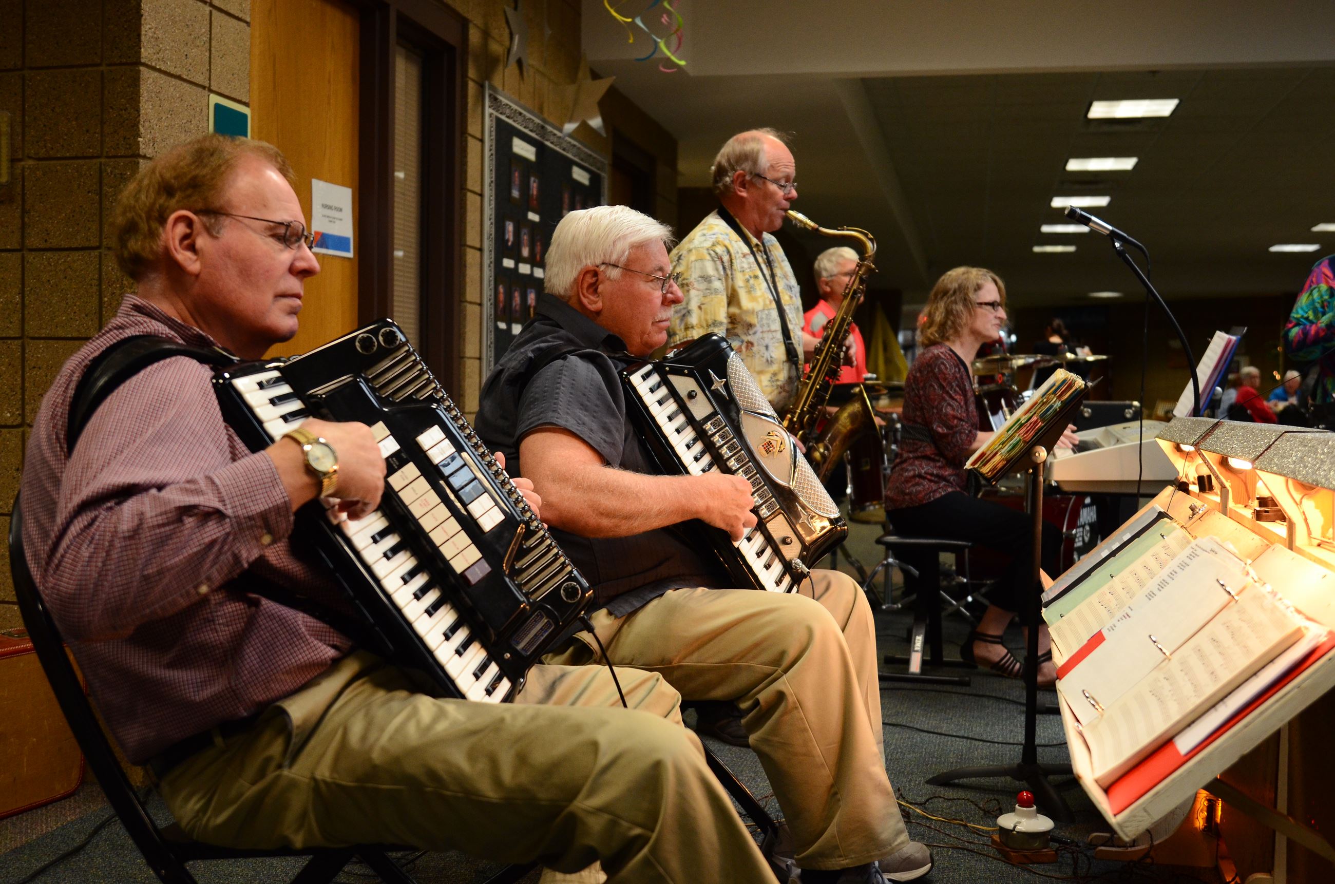 A group of seniors play in a band