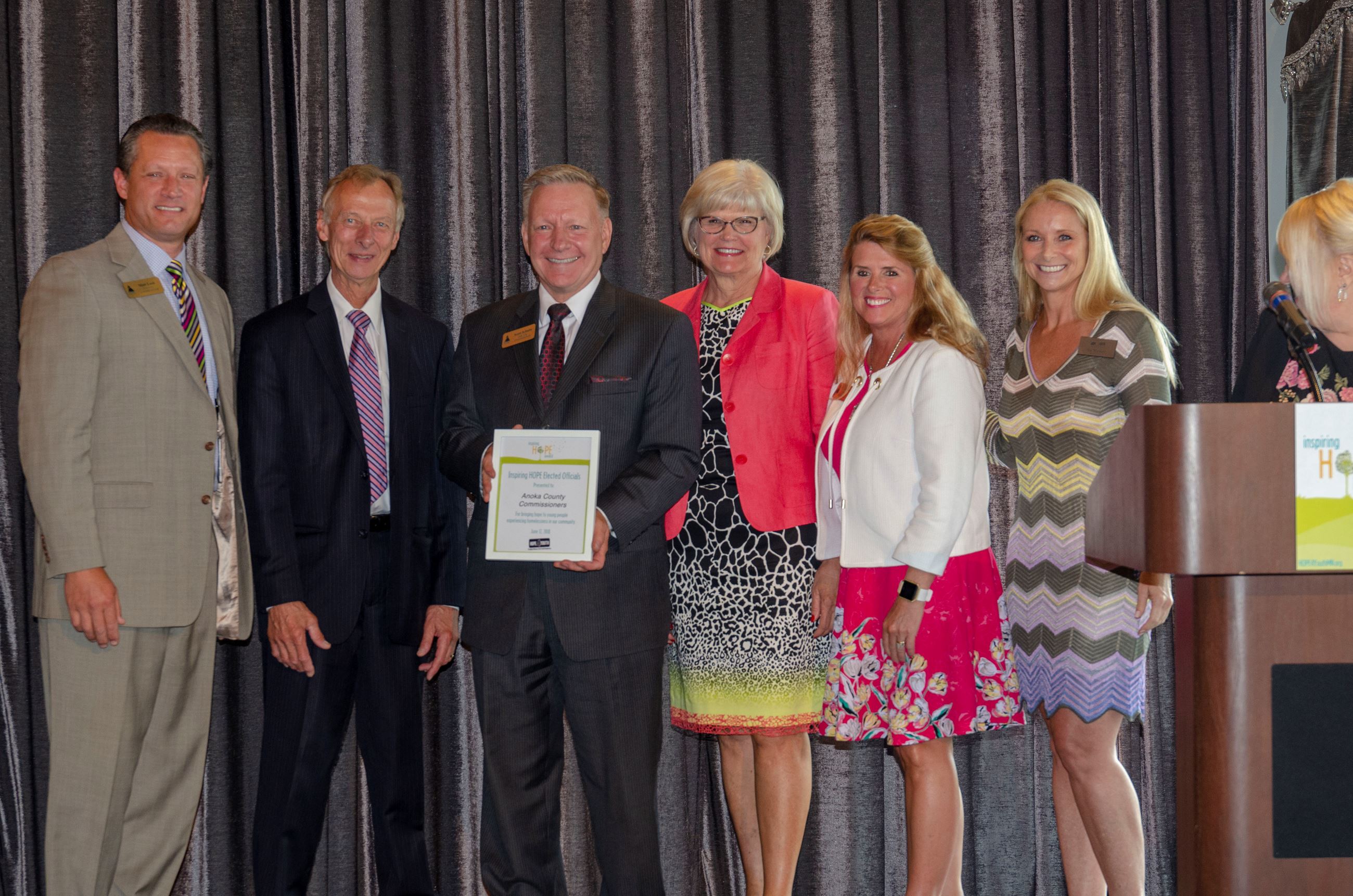Commissioners Look, Kordiak, Schulte, West and Braastad accepting the Elected Officials award