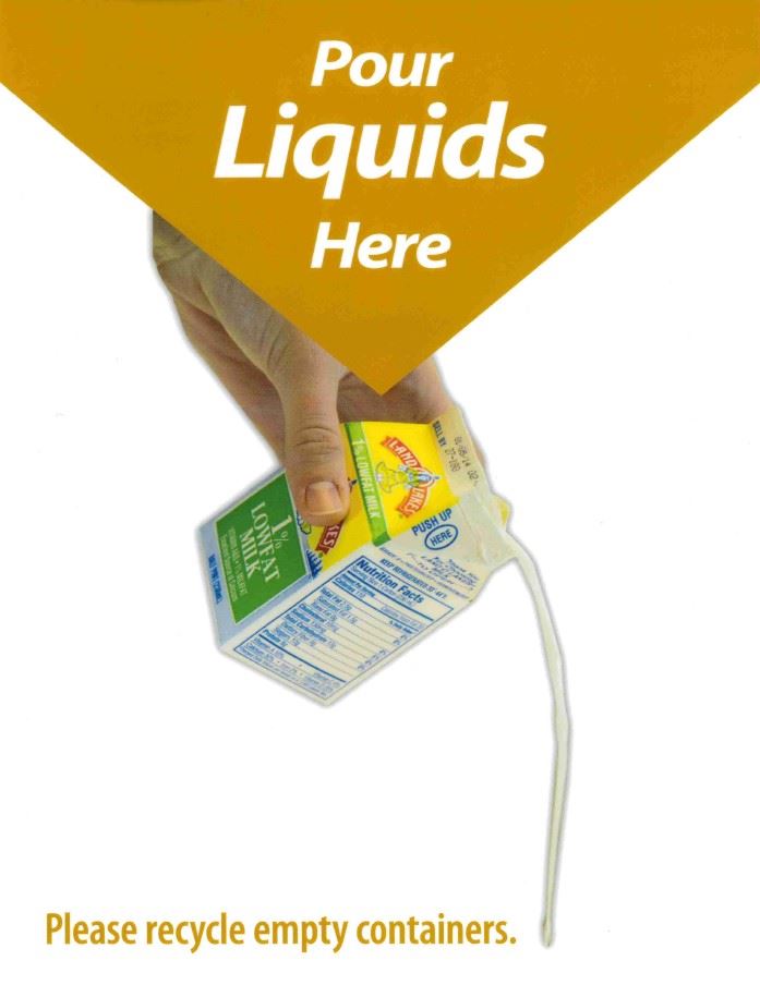 Pour liquids here